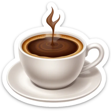 Cinematic Realistic Turkish Coffee Drink Emoji, depicted as a small cup of strong, aromatic coffee with thick foam rendered with detailed textures and warm, inviting lighting. sticker