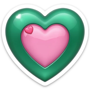 emerald heart with one mini pink heart inside of it  sticker