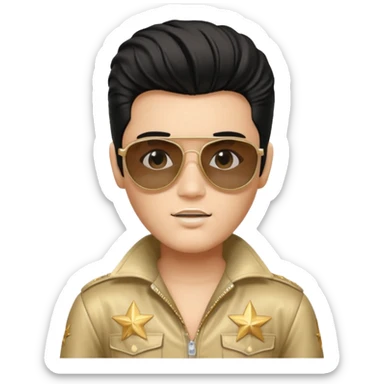 A boy with an Elvis Presley mask with sunglasses dressed as Elvis Presley sticker