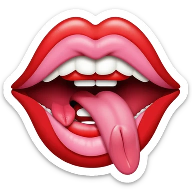 a mouth with its tongue sticking out, referencing the Rolling Stones album sticker