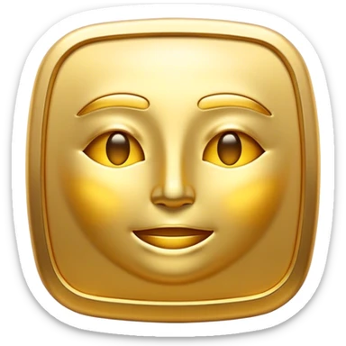 Cinematic Realistic Gold Emoji, Radiant and brilliant, with smooth, polished golden bars reflecting the light in stunning highlights. The soft, warm glow of the metal exudes luxury and elegance, catching every glimmer in the surrounding environment. Soft glowing outline, capturing the essence of wealth and timeless beauty in gleaming gold! sticker