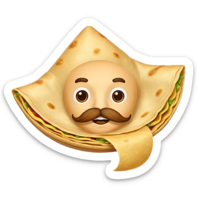 a flying tortillo with a thick mustache sticker