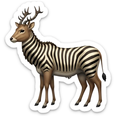Wildebeest-Deer-zebra-ox-bull-gazelle-fusion-animal-hybrid-creature, full body sticker