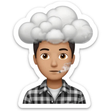 Vaquero camisa de cuadros blanca con negro  joven sacando humo d ela boca  sticker