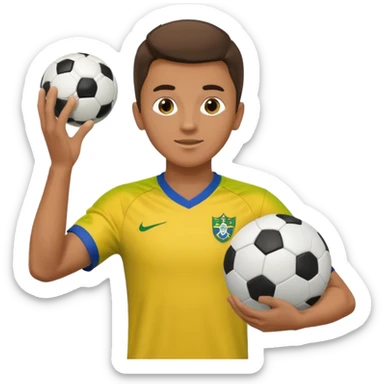 A guy juggling a soccer ball with a brazil fc shirt on sticker