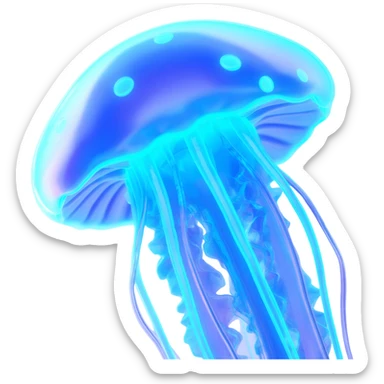 extraterrestrial futuristic otherworldly cyan bioluminescent neon-glowing aesthetic scenery jellyfish mushroom sticker