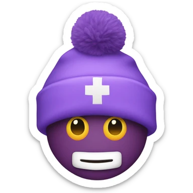 Un corazón violet con gorro navideño sticker