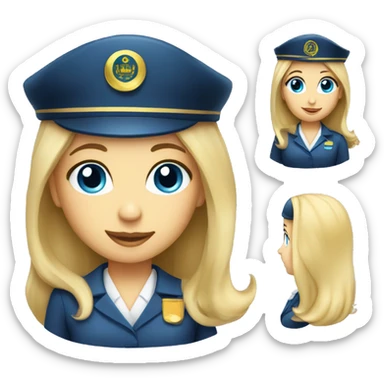long blonde hair blue eyed girl flight attendant sticker
