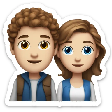 brown hair white boy and browns hair girl with blue eyes and freckles sticker