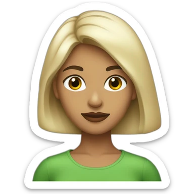 mujer de 22 años, ojos verdes, pelo negro, piel blanca, labios  gruesos nariz pequeña sticker