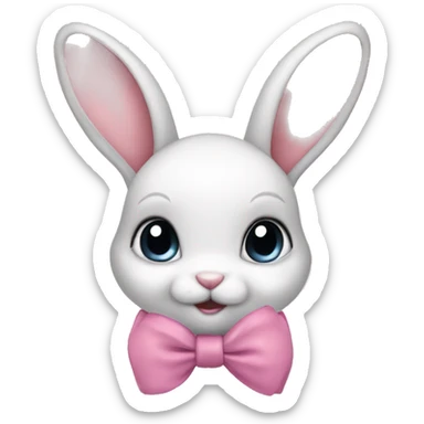 Baby bunny with coquette bow on ear sticker