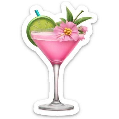 Pink Cocktail with flowers  sticker
