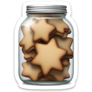 Realistic jar of star shaped frosted gingerbread cookies sticker
