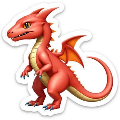 Cute Shiny beige iridescent Guilmon-Salandit-Fakémon-hybrid-creature (full body)  sticker