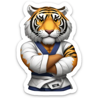 Tiger with evil face   jiu jitsu with his arms crossed sticker