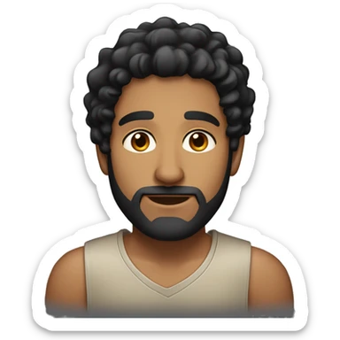 light brown skin indian man with black curly hair and a fade with a little bit browner eyes and a beard sticker
