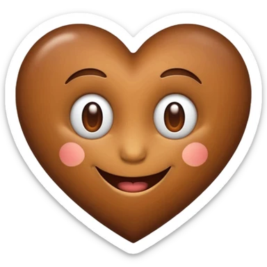 brown love reaction emoji with heart symbol, warm and friendly sticker