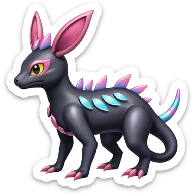 Shiny Iridescent Dusknoir-Salandit-Sylveon-Fakémon-hybrid-creature (full body)  sticker