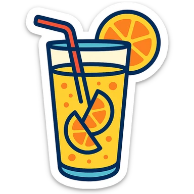 summer lemonade in a glass with a straw refreshing cool style sticker