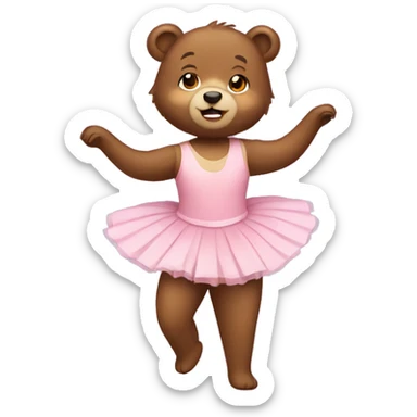 Cute brown bear with a ballet outfit sticker