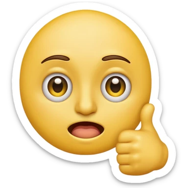 Original yellow Emoji face stressed out with one eye quivering half open and a thumbs up sticking out sticker
