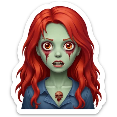 zombie girl whit big and longo red hair sticker
