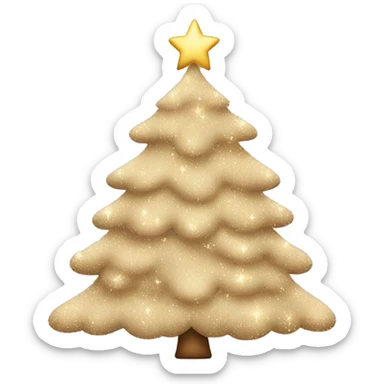 Beige Christmas emoji Christmas tree sparkly sticker
