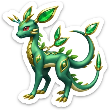 Shiny 4-legged Electrike-Rayquaza-Virizion-Zygarde-Leafeon-fusion, full body sticker
