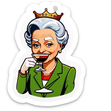 The queen drinking a espresso martini sticker