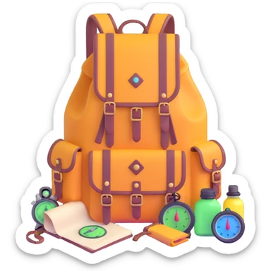 adventurer backpack with compass and supplies sticker