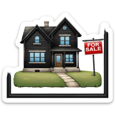 pic of house with for sale sign in yard, next to a bank sticker