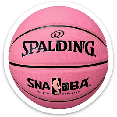 minimalist pink Spalding basketball with simple NBA logo, subtle colorful details, clean design sticker