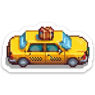 taxi cab airport transfer with luggage sticker