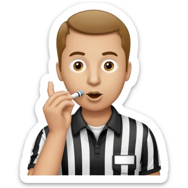 referee in black and white striped shirt blowing a whistle sticker