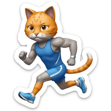 cool cat finishing a marathon sticker