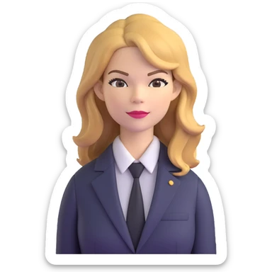 Michelle Monaghan with honey blonde hair as CEO in business suit sticker