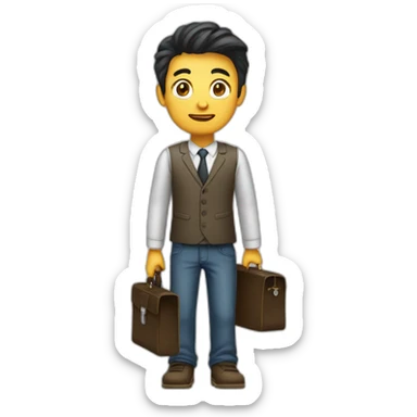 Create an adolescent with a briefcase escaping sticker