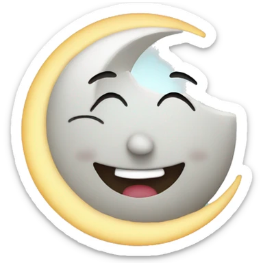 smiling moon with bow  sticker