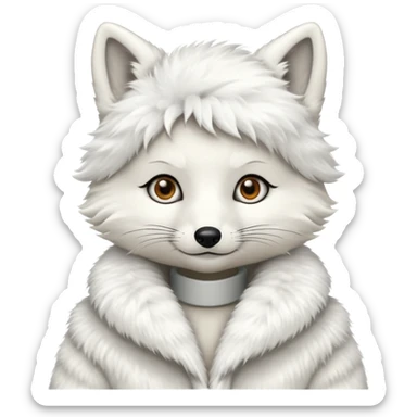 white fur coat with collar sticker