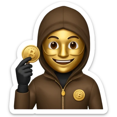 Robber emoji holding a 💰 wearing a mask that is made of robber suit without showing his hand the 💰 need to be in the left without is showing hands sticker