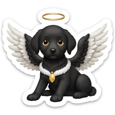 Black lab with angel wings sticker