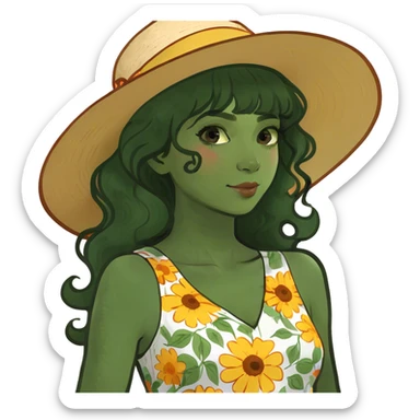 Girl with curl hair sticker
