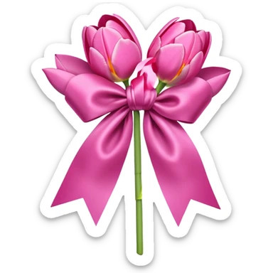 Pink tulips with a bow sticker