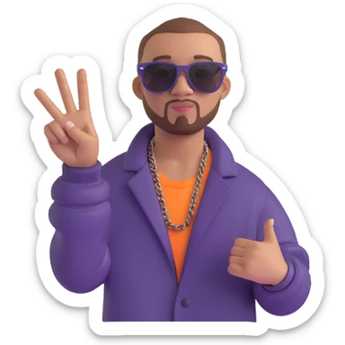 Jul French rap singer wearing sunglasses making his signature hand gesture fun recognizable style sticker