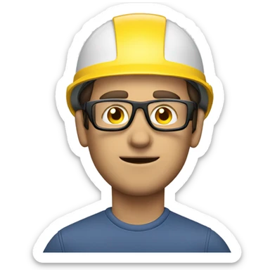 Caucasian man wearing safety helmet, glases and earplugs sticker