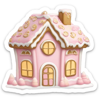 light pink and gold and white gingerbread house sticker