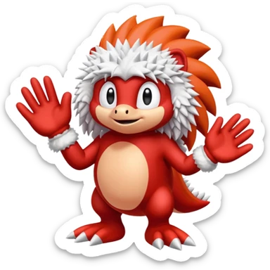 Sonic the hedgehogs friend knuckles a red animal with peach arms and white gloves sticker
