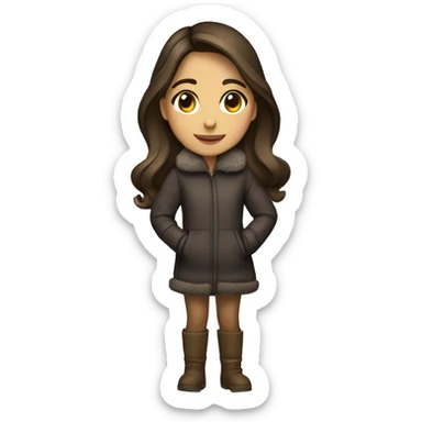 winter christmas coat, hispanic, long brown hair, girl, brown eyes, fair skin  sticker