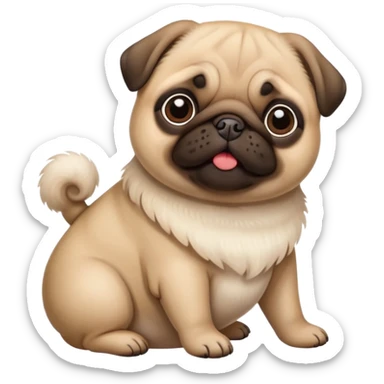 cute pug showing belly sticker