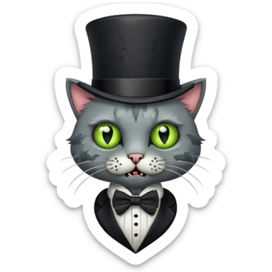 zombie cat with bow tie and top hat sticker